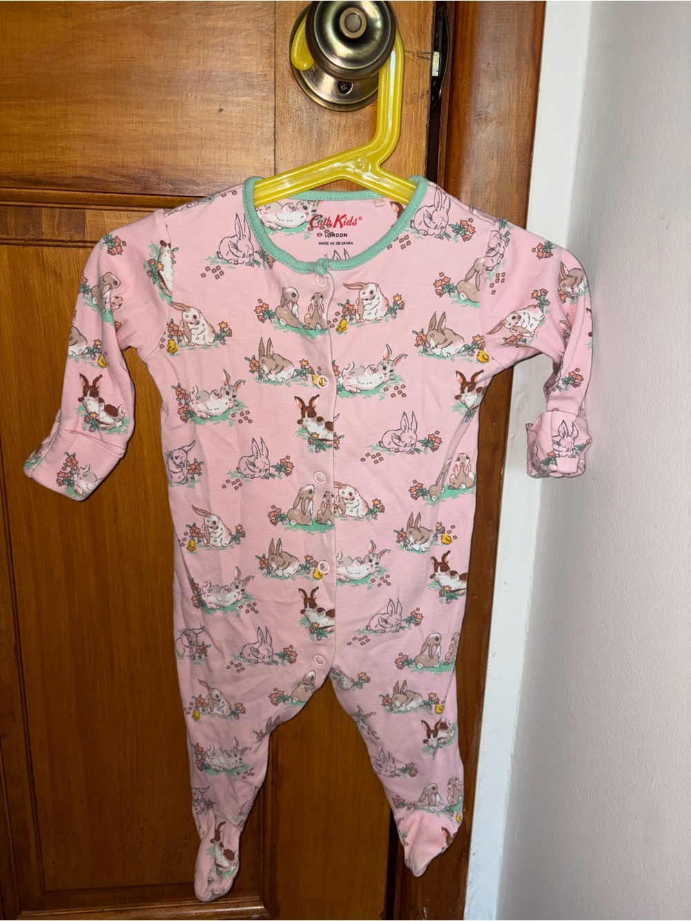 Cath Kidston Pink Bunny & Floral Footed One-Piece